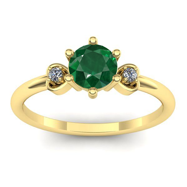 Inel logodna cu smarald rotund