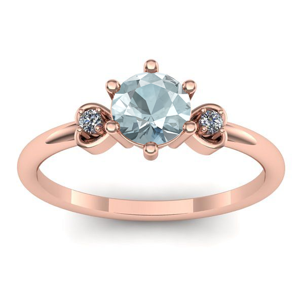 Inel logodna cu aquamarin rotund