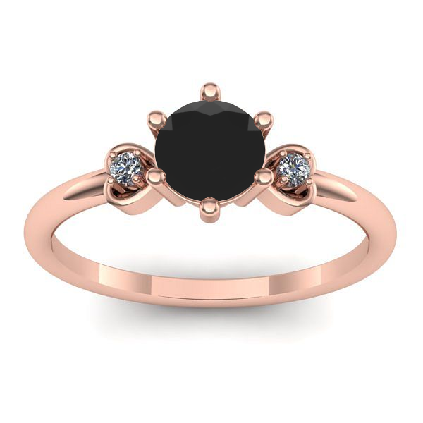 Inel cu diamant negru rotund