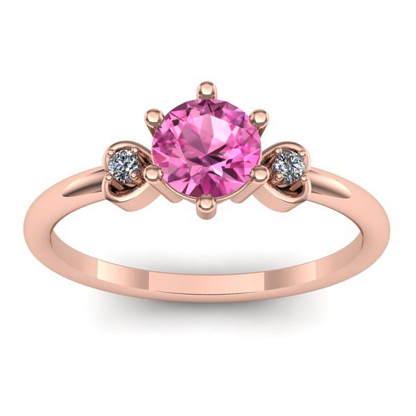 Inel logodna cu safir roz rotund
