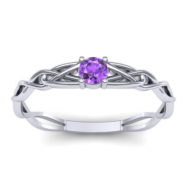 Inel logodna cu ametist rotund