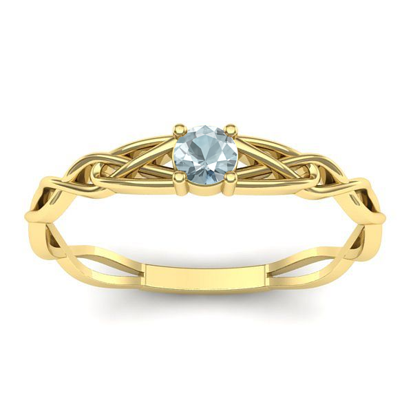 Inel cu aquamarin rotund