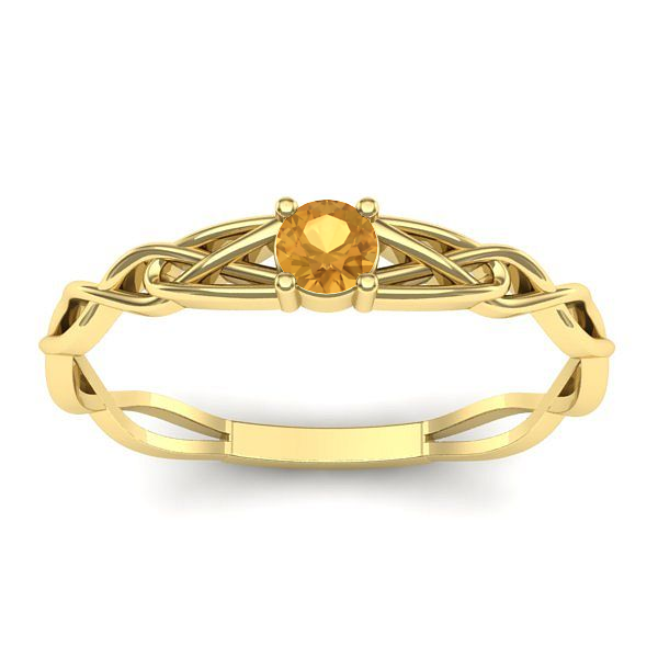 Inel cu citrin rotund