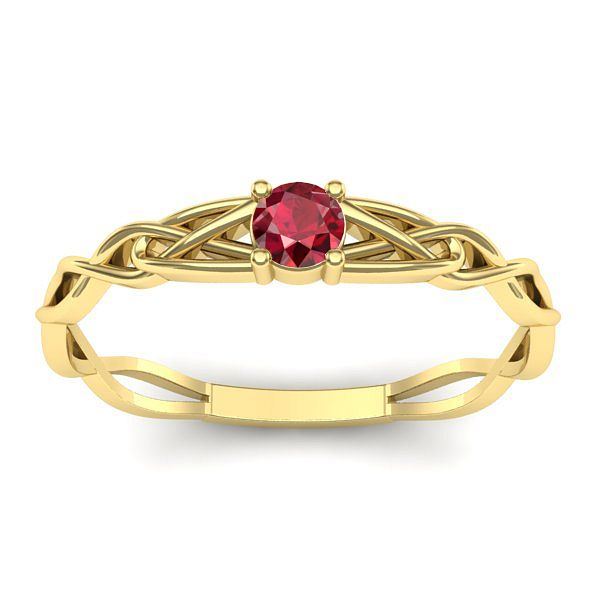 Inel de logodna cu rubin rotund