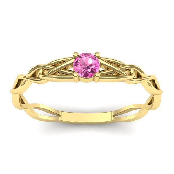 Inel logodna cu safir roz rotund