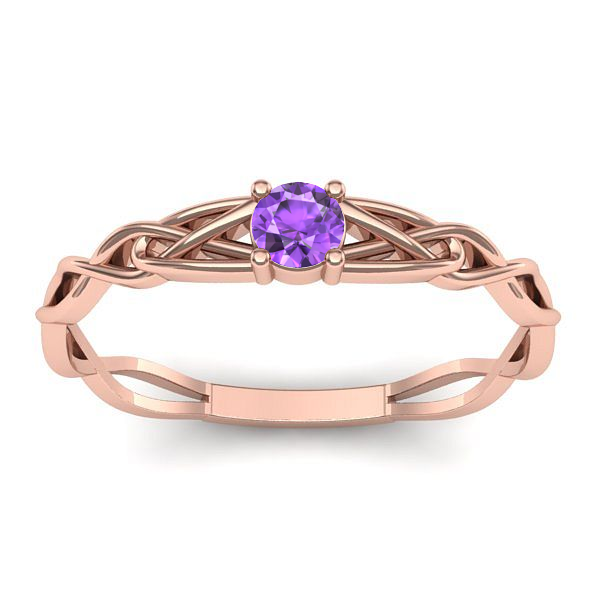 Inel de logodna cu ametist rotund