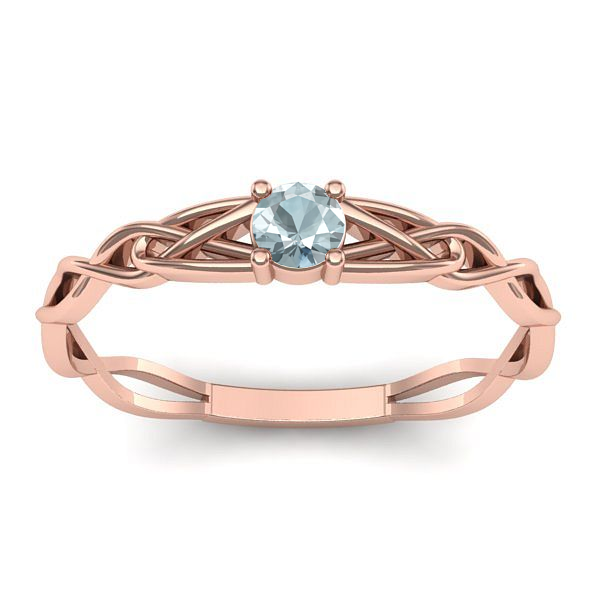 Inel de logodna cu aquamarin rotund