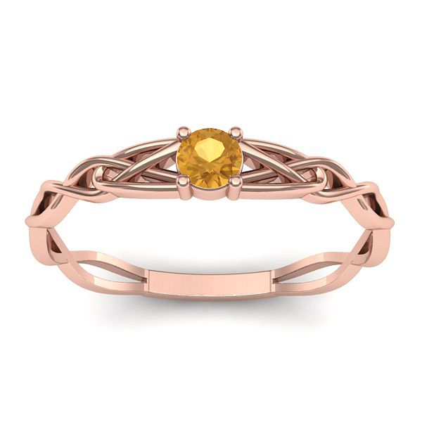 Inel logodna cu citrin rotund