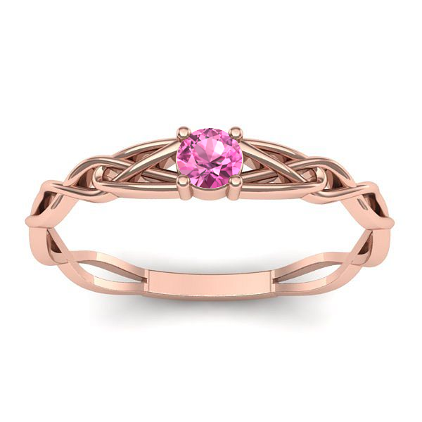 Inel logodna cu safir roz rotund