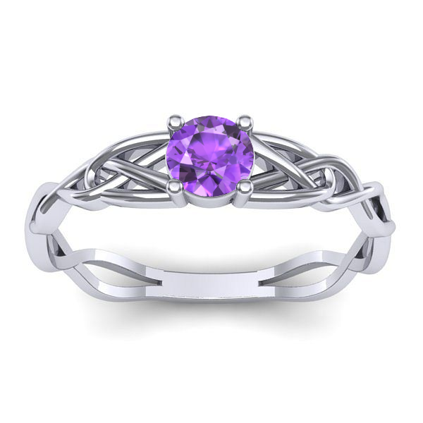 Inel de logodna cu ametist rotund
