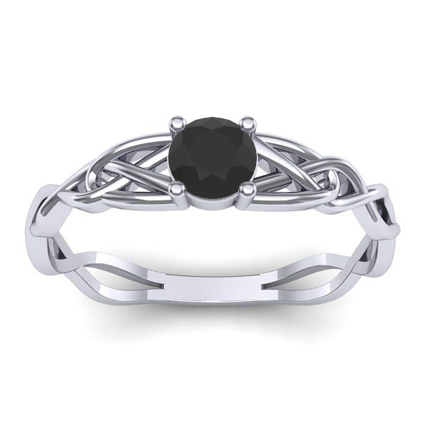 Inel logodna cu diamant negru rotund