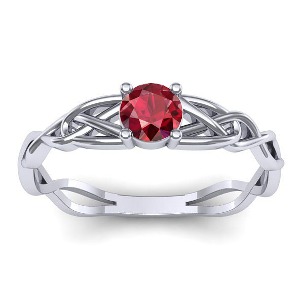 Inel logodna cu rubin rotund