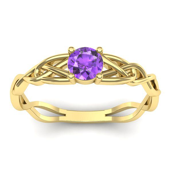 Inel de logodna cu ametist rotund