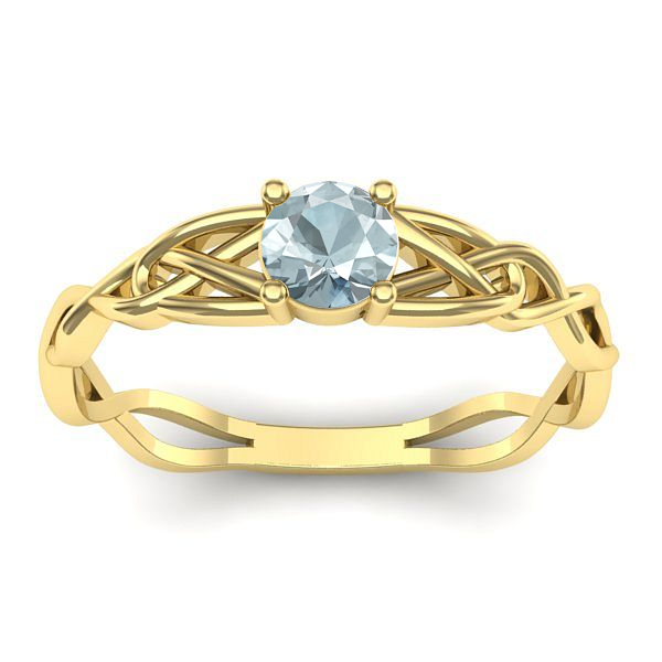 Inel logodna cu aquamarin rotund