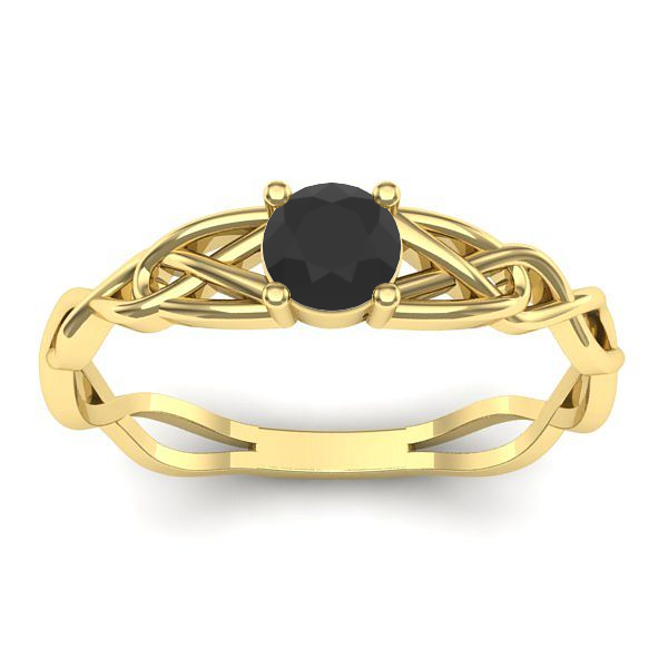 Inel cu diamant negru rotund