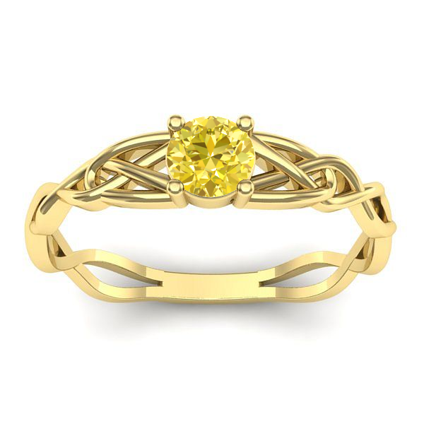 Inel cu safir galben rotund