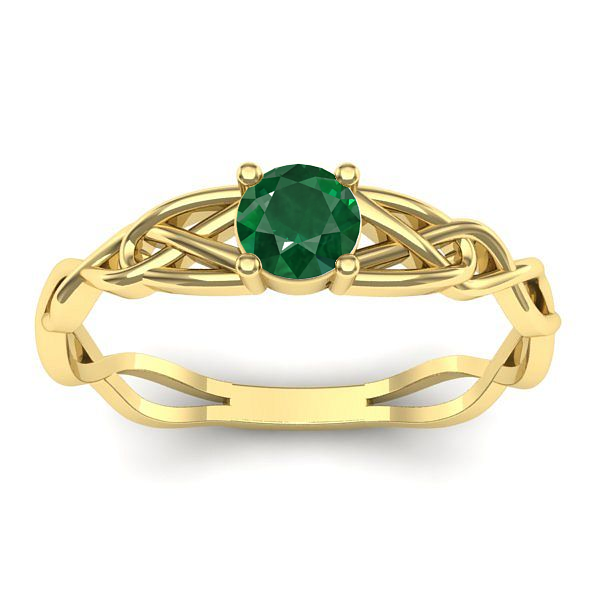 Inel de logodna cu smarald rotund