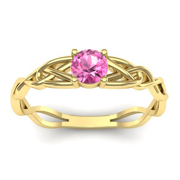 Inel de logodna cu safir roz rotund
