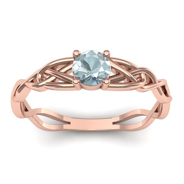 Inel de logodna cu aquamarin rotund