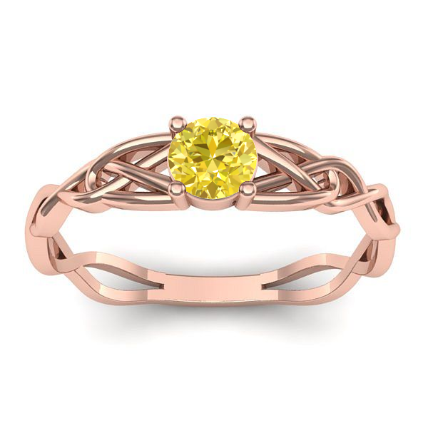 Inel logodna cu safir galben rotund