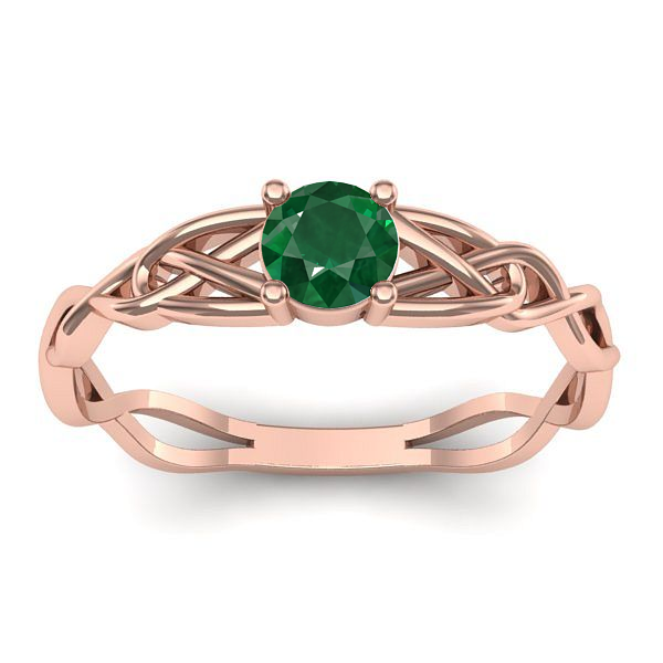 Inel de logodna cu smarald rotund
