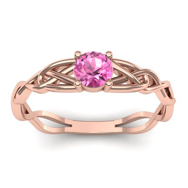 Inel logodna cu safir roz rotund