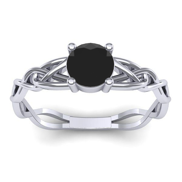 Inel de logodna cu diamant negru rotund