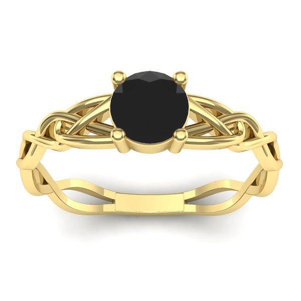 Inel de logodna cu diamant negru rotund