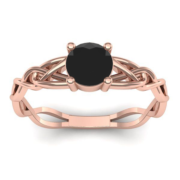 Inel de logodna cu diamant negru rotund