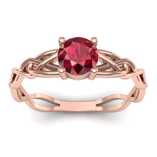 Inel de logodna cu rubin rotund