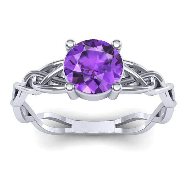 Inel de logodna cu ametist rotund