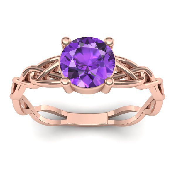 Inel logodna cu ametist rotund