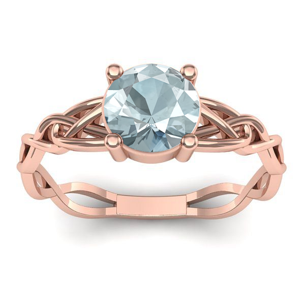 Inel cu aquamarin rotund