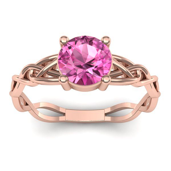Inel de logodna cu safir roz rotund