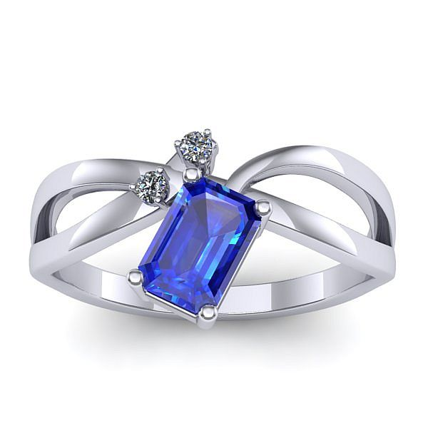 Inel logodna cu safir dreptunghiular