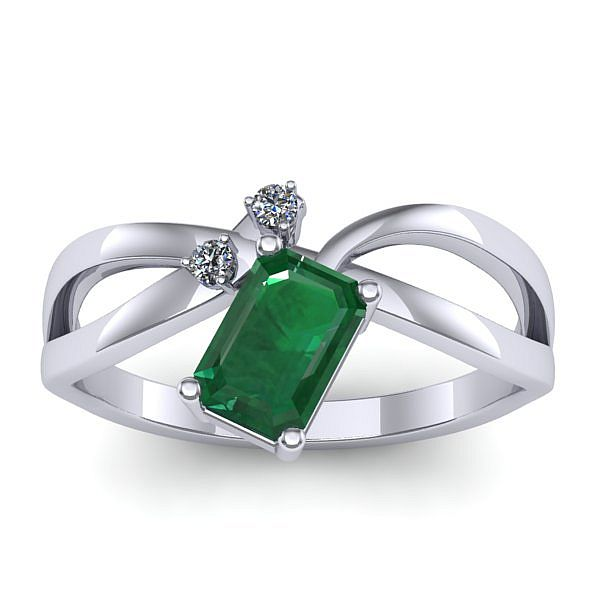 Inel cu smarald dreptunghiular