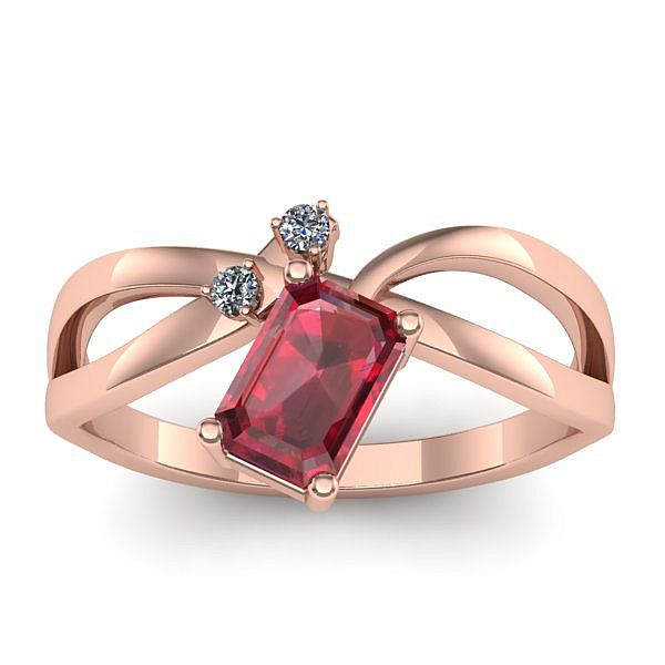 Inel logodna cu rubin dreptunghiular