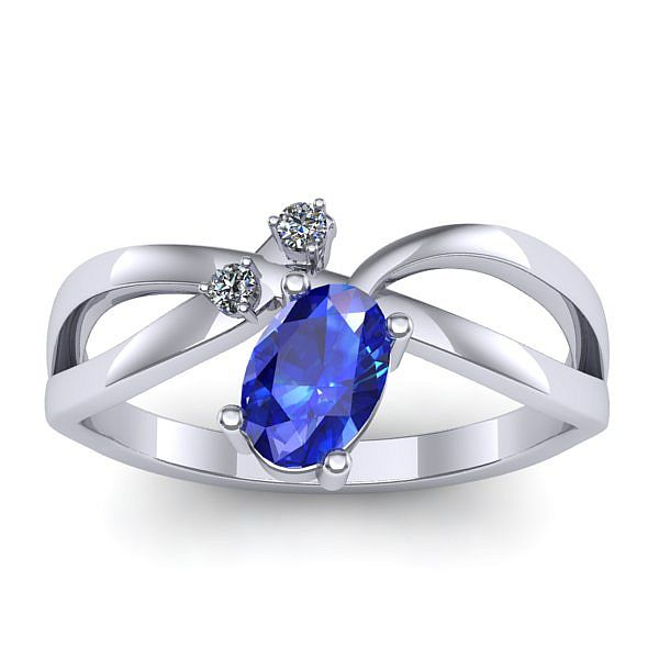 Inel de logodna cu safir oval