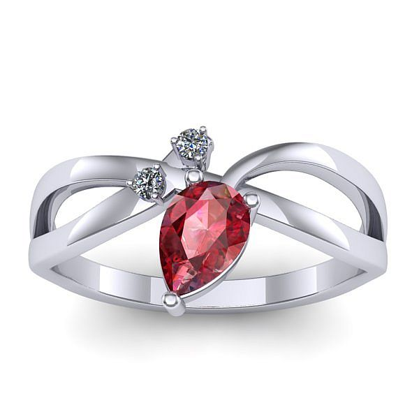 Inel logodna cu rubin lacrima