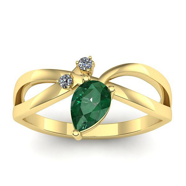 Inel logodna cu smarald lacrima