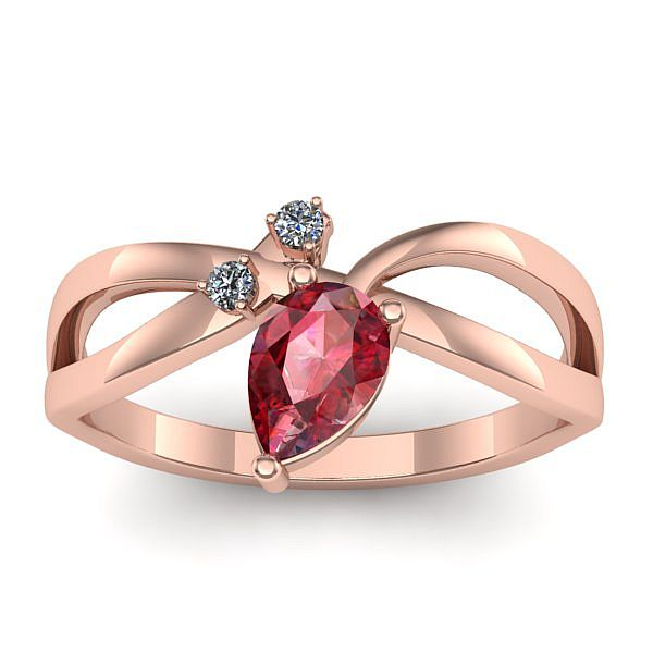 Inel logodna cu rubin lacrima