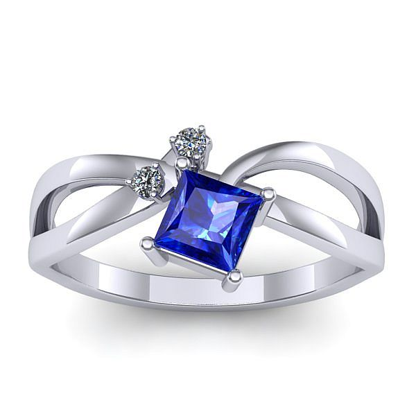 Inel logodna cu safir patrat
