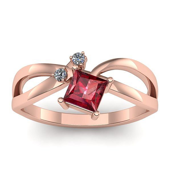 Inel de logodna cu rubin patrat