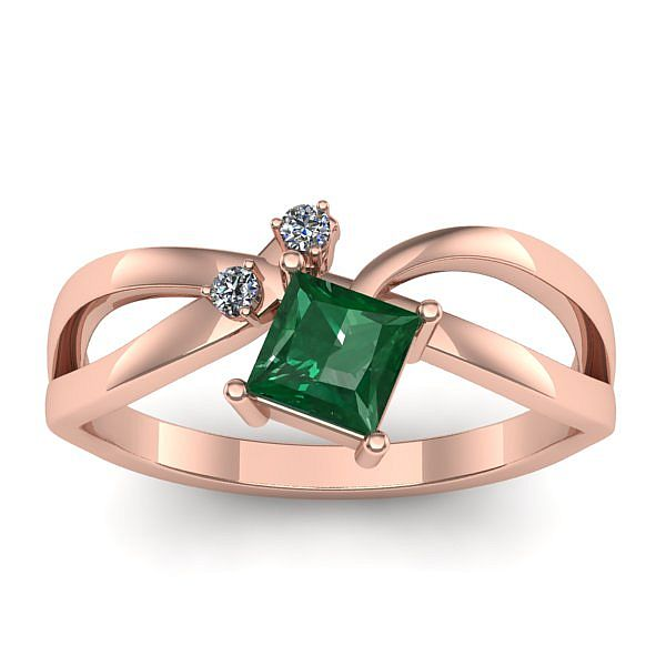 Inel logodna cu smarald patrat