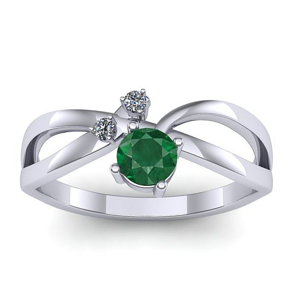 Inel logodna cu smarald rotund