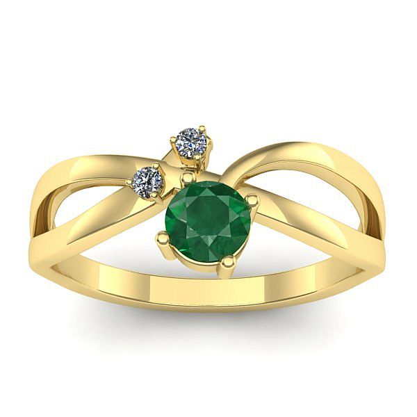 Inel logodna cu smarald rotund