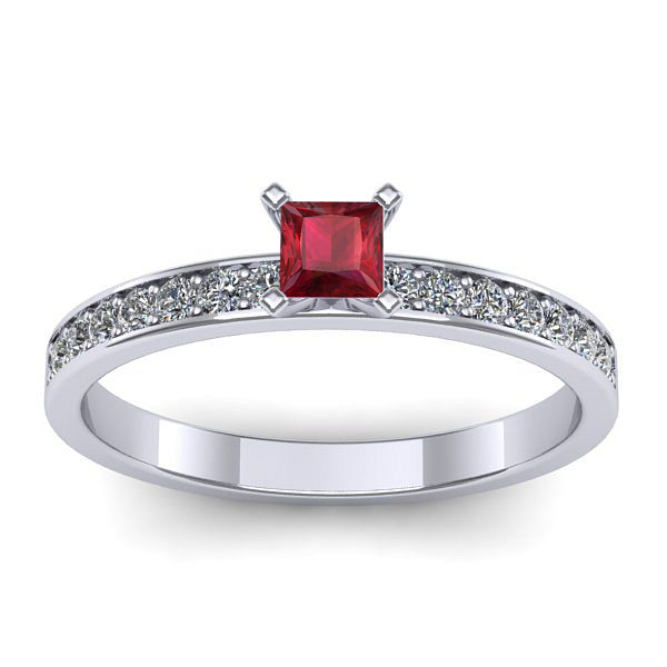 Inel cu rubin patrat