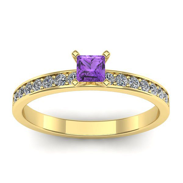 Inel de logodna cu ametist patrat