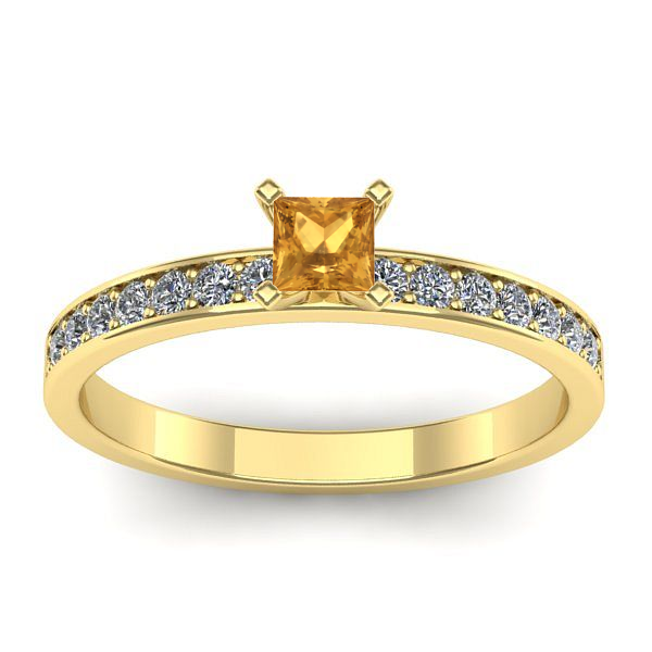 Inel cu citrin patrat