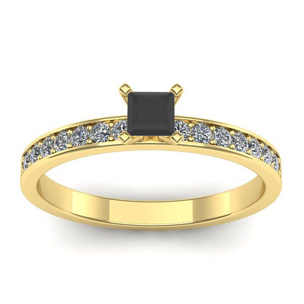 Inel logodna cu diamant negru patrat